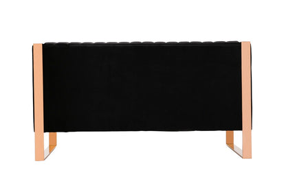 Manhattan Comfort - Trillium Velvet Loveseat with Metal Legs in Black and Gold - LS016-BK veiw 4