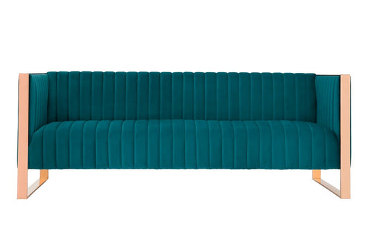 Manhattan Comfort - Trillium Velvet Sofa with Metal Legs in Aqua Blue and Gold - SF009-TL veiw 1