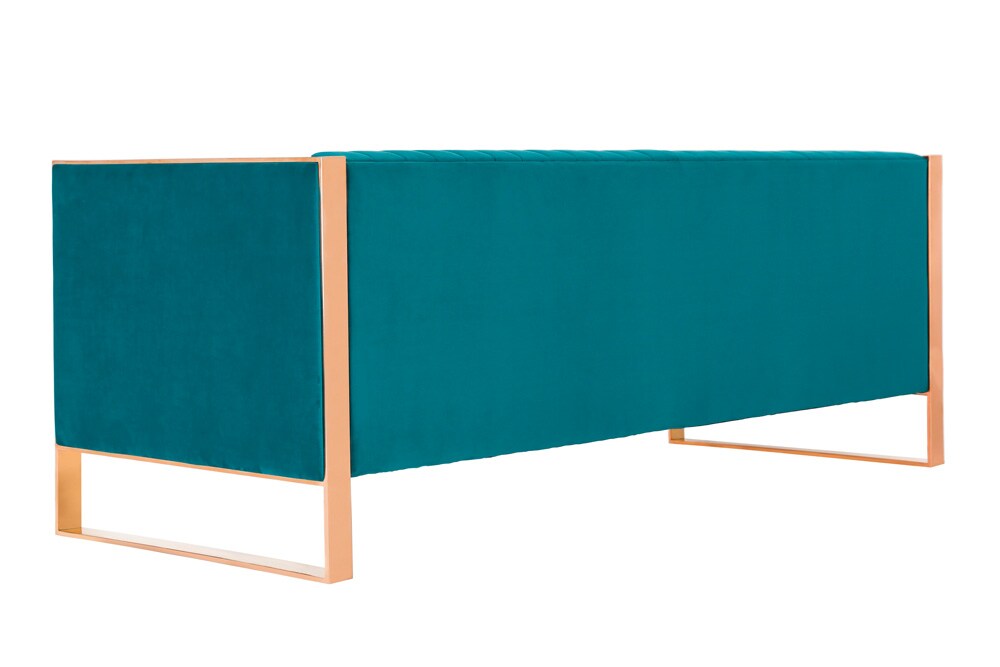 Manhattan Comfort - Trillium Velvet Sofa with Metal Legs in Aqua Blue and Gold - SF009-TL veiw 3
