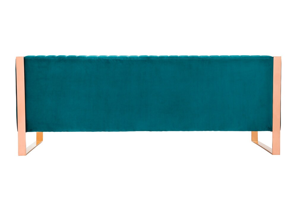 Manhattan Comfort - Trillium Velvet Sofa with Metal Legs in Aqua Blue and Gold - SF009-TL veiw 4