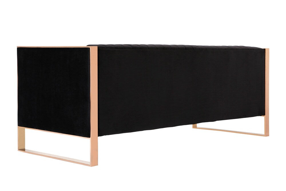 Manhattan Comfort - Trillium Velvet Sofa with Metal Legs in Black and Gold - SF009-BK veiw 3
