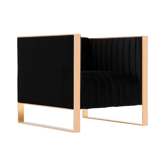Manhattan Comfort - 2-Piece Trillium Velvet Sofa and Arm Chair Set with Metal Legs in Black and Gold - 2-SS559-BK veiw 2
