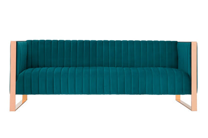 Manhattan Comfort - 3-Piece Trillium Velvet Sofa, Loveseat and Armchair Set with Metal Legs in Teal and GoldAqua Blue and Gold - 3-SS559-TL veiw 4