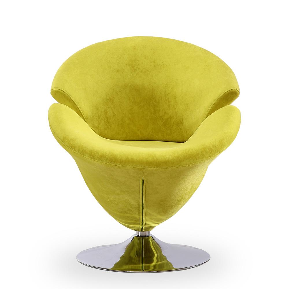 Manhattan Comfort - Tulip Velvet Accent Chair with Metal Legs in Green and Polished Chrome - Set of 2 - 2-AC029-GR veiw 2