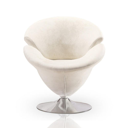Manhattan Comfort - Tulip Velvet Accent Chair with Metal Legs in White and Polished Chrome - Set of 2 - 2-AC029-WH veiw 2