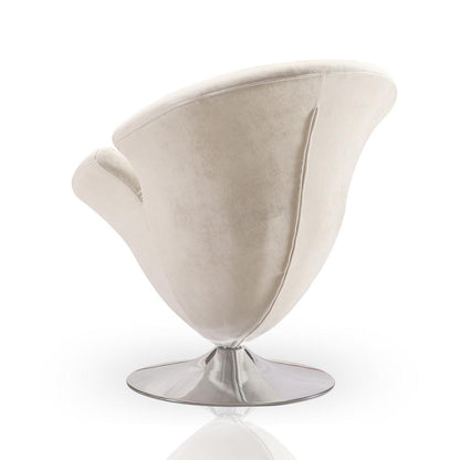Manhattan Comfort - Tulip Velvet Accent Chair with Metal Legs in White and Polished Chrome - Set of 2 - 2-AC029-WH veiw 4