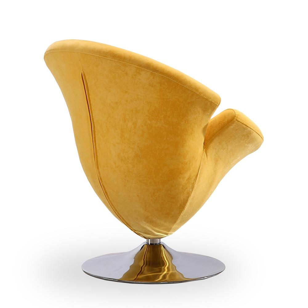 Manhattan Comfort - Tulip Velvet Accent Chair with Metal Legs in Yellow and Polished Chrome - Set of 2 - 2-AC029-YL veiw 3