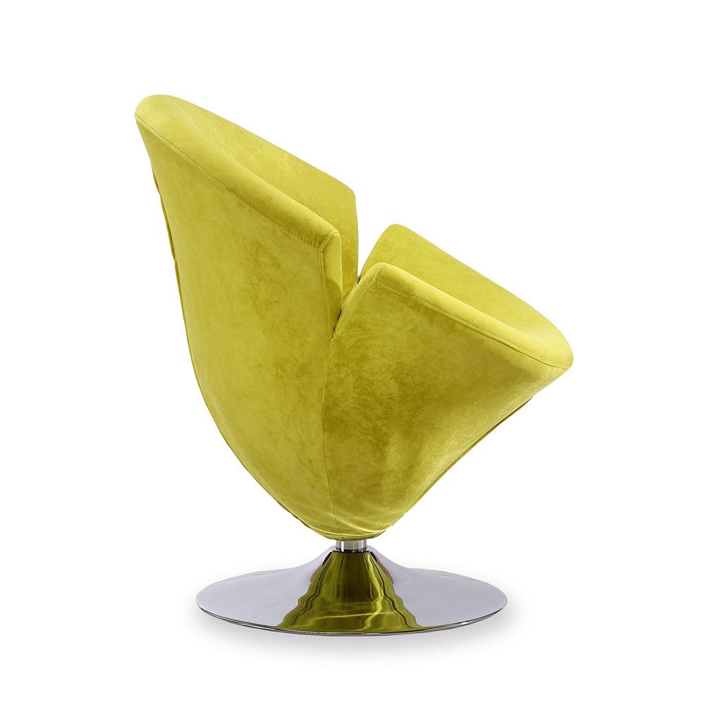 Manhattan Comfort - Tulip Velvet Accent Chair with Metal Legs in Green and Polished Chrome - AC029-GR veiw 3