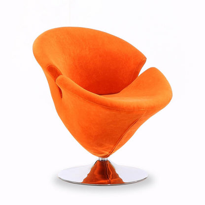 Manhattan Comfort - Tulip Velvet Accent Chair with Metal Legs in Orange and Polished Chrome - AC029-OR veiw 1