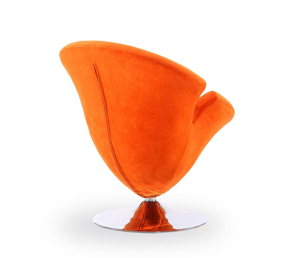 Manhattan Comfort - Tulip Velvet Accent Chair with Metal Legs in Orange and Polished Chrome - AC029-OR veiw 3
