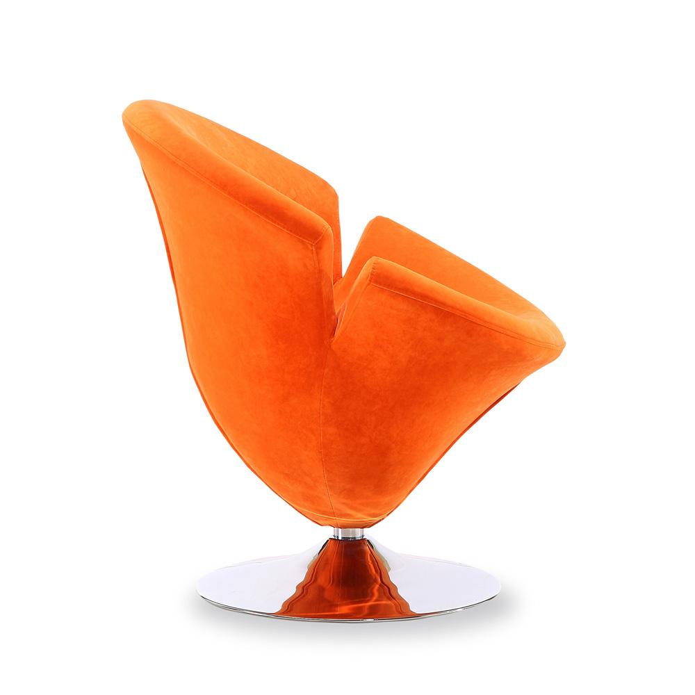 Manhattan Comfort - Tulip Velvet Accent Chair with Metal Legs in Orange and Polished Chrome - AC029-OR veiw 4