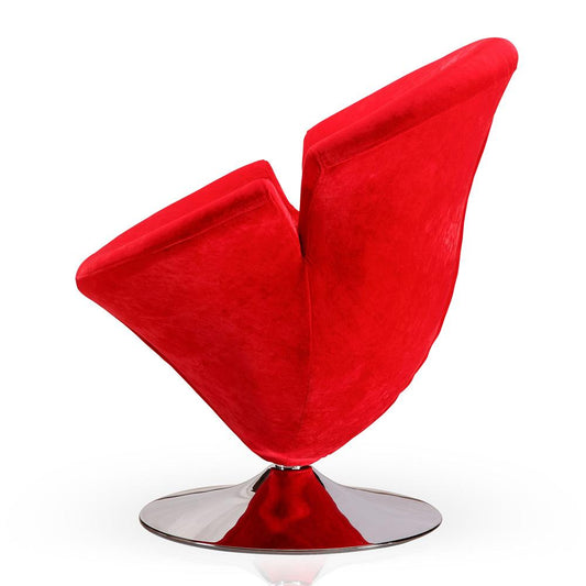 Manhattan Comfort - Tulip Velvet Accent Chair with Metal Legs in Red and Polished Chrome - AC029-RD veiw 3