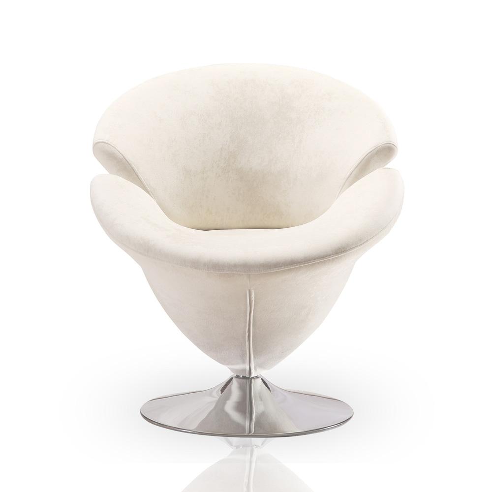 Manhattan Comfort - Tulip Velvet Accent Chair with Metal Legs in White and Polished Chrome - AC029-WH veiw 1