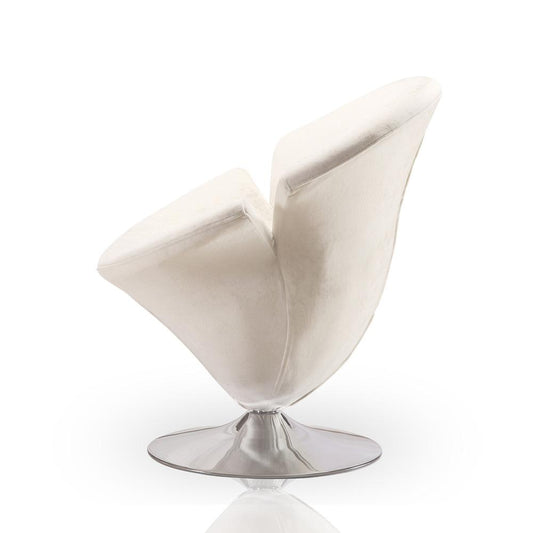 Manhattan Comfort - Tulip Velvet Accent Chair with Metal Legs in White and Polished Chrome - AC029-WH veiw 2