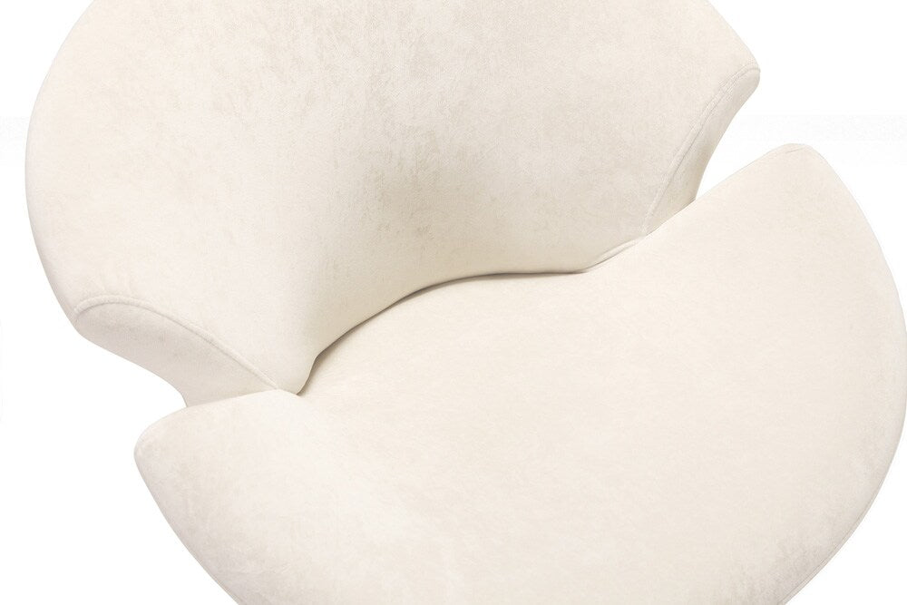 Manhattan Comfort - Tulip Velvet Accent Chair with Metal Legs in White and Polished Chrome - AC029-WH veiw 5