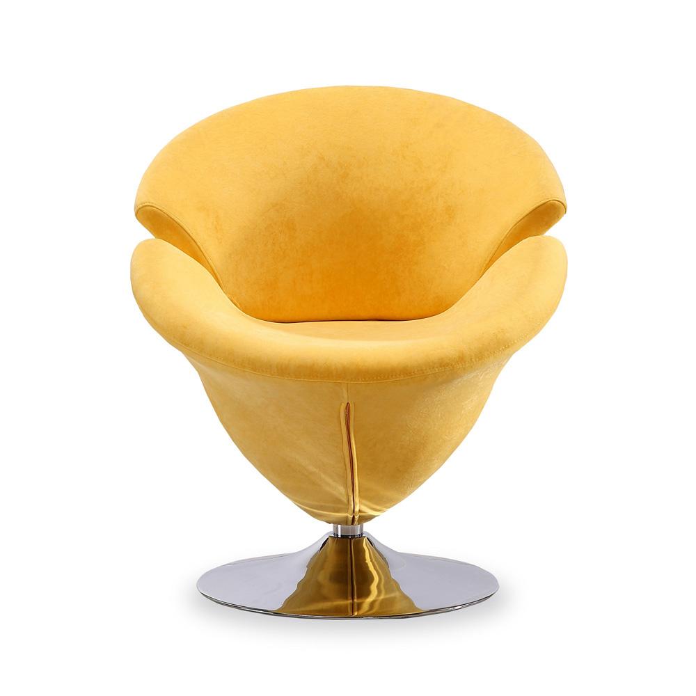 Manhattan Comfort - Tulip Velvet Accent Chair with Metal Legs in Yellow and Polished Chrome - AC029-YL veiw 1