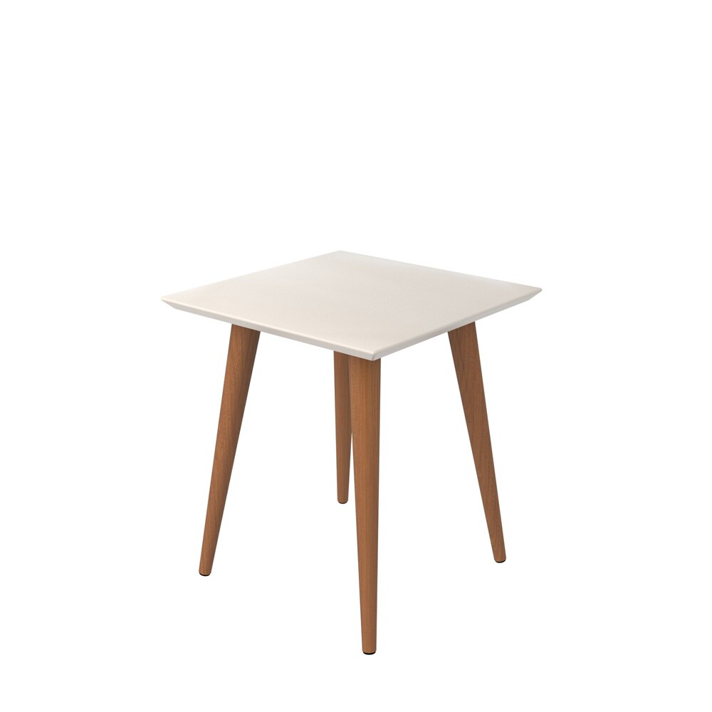 Manhattan Comfort - Utopia Square End Table with Solid Wood Legs in Off White - 89352 veiw 1