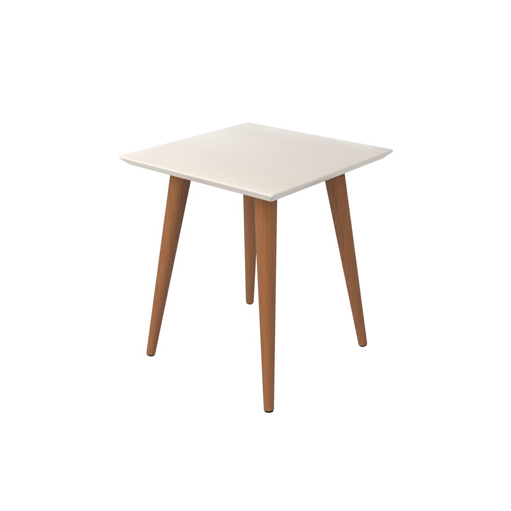 Manhattan Comfort - Utopia Square End Table with Solid Wood Legs in Off White - 89352 veiw 2