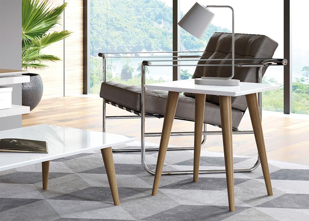 Manhattan Comfort - Utopia Square End Table with Solid Wood Legs in White Gloss - 89351 veiw 5