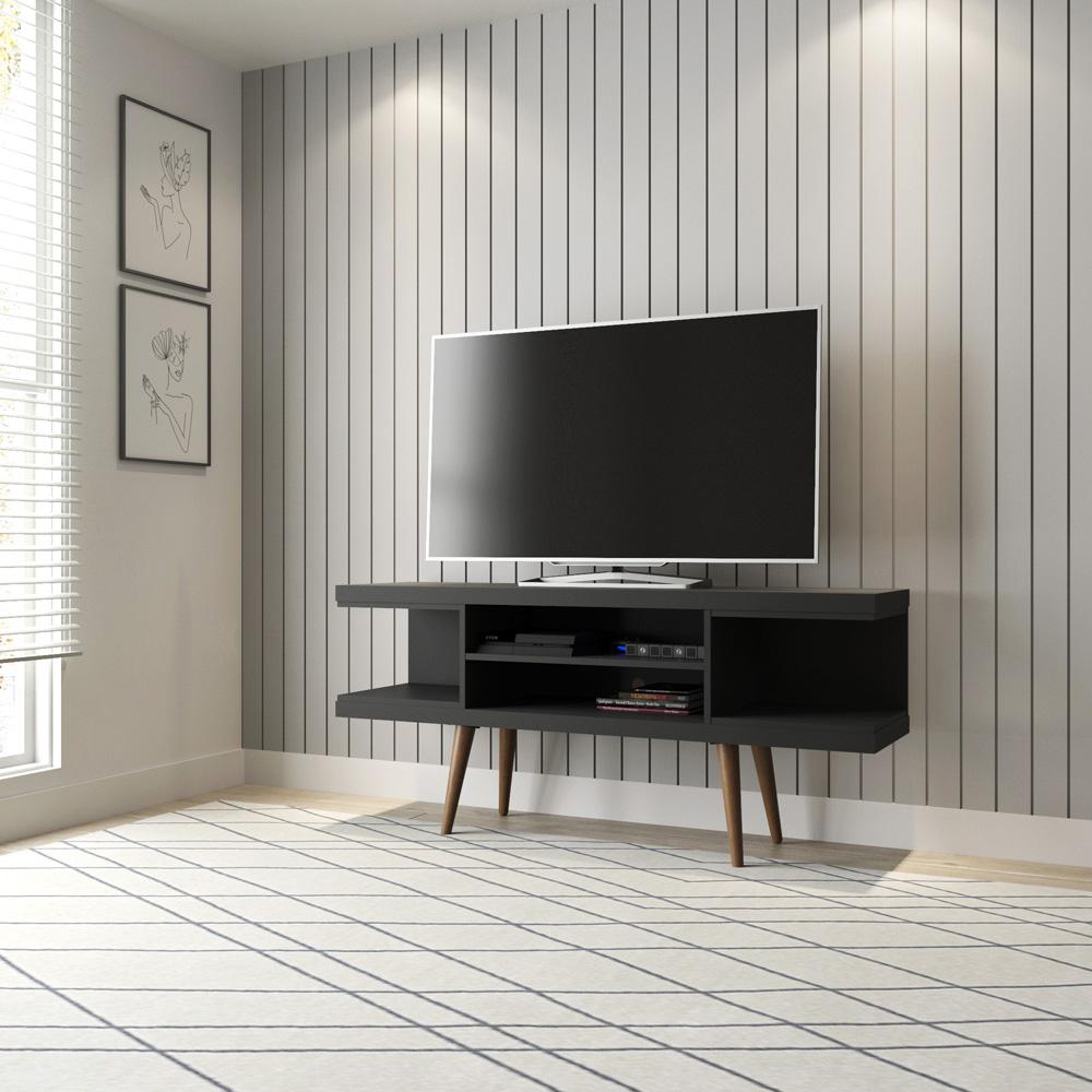 Manhattan Comfort - Utopia TV Stand with 4 Fixed Shelves in Black - 19653 veiw 6