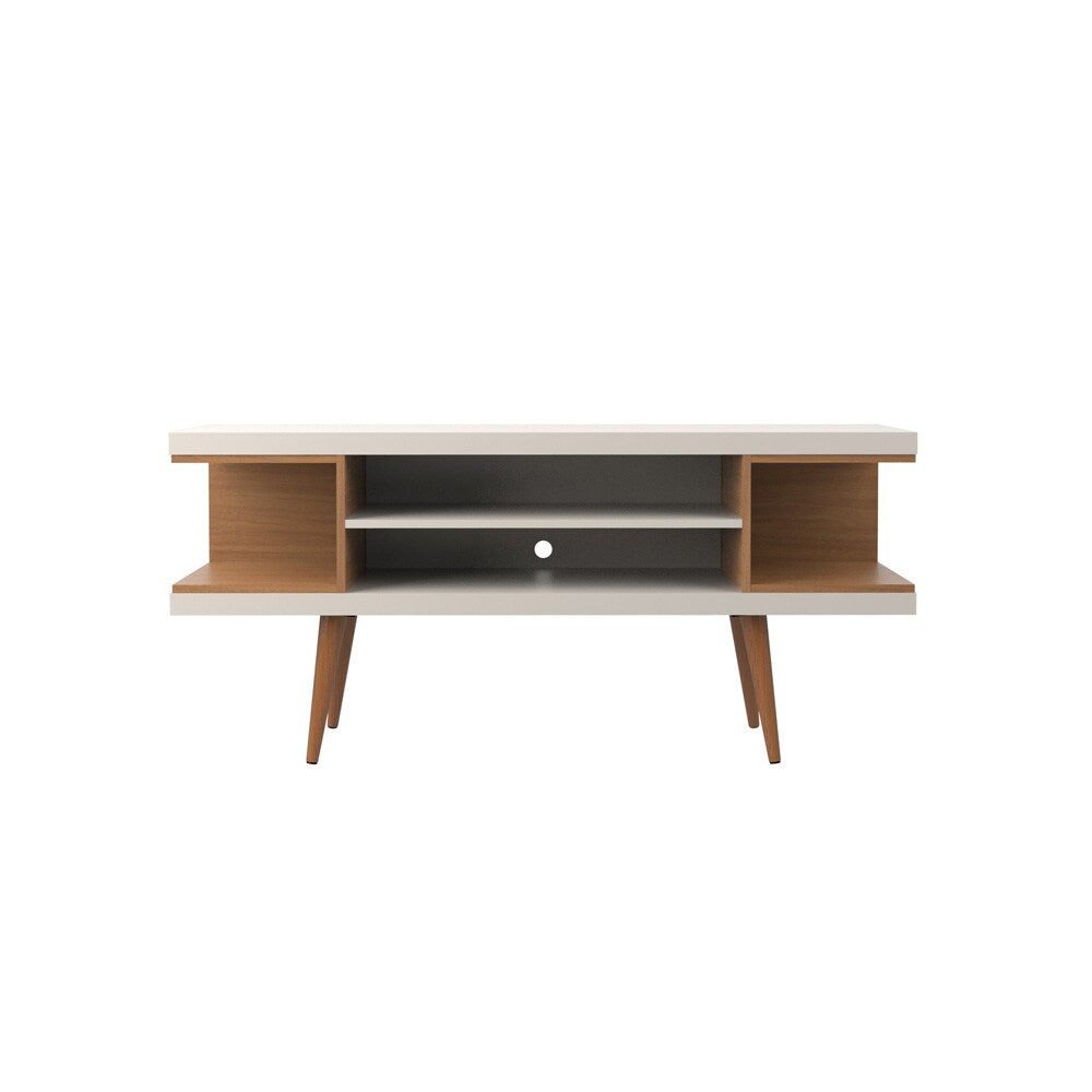 Manhattan Comfort - Utopia TV Stand with 4 Fixed Shelves in Off White and Maple Cream - 19651 veiw 1