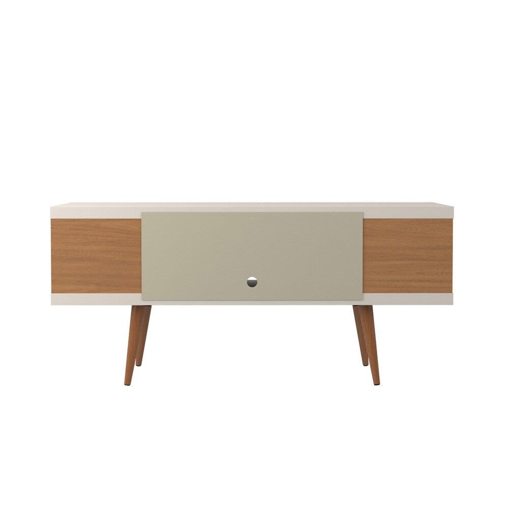 Manhattan Comfort - Utopia TV Stand with 4 Fixed Shelves in Off White and Maple Cream - 19651 veiw 3