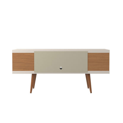 Manhattan Comfort - Utopia TV Stand with 4 Fixed Shelves in Off White and Maple Cream - 19651 veiw 3