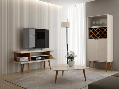 Manhattan Comfort - Utopia TV Stand with 4 Fixed Shelves in Off White and Maple Cream - 19651 veiw 6