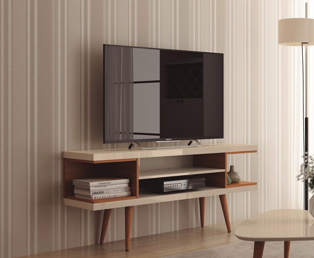 Manhattan Comfort - Utopia TV Stand with 4 Fixed Shelves in Off White and Maple Cream - 19651 veiw 7