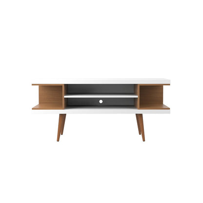 Manhattan Comfort - Utopia TV Stand with 4 Fixed Shelves in White Gloss and Maple Cream - 19652 veiw 1