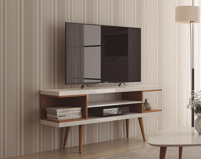 Manhattan Comfort - Utopia TV Stand with 4 Fixed Shelves in White Gloss and Maple Cream - 19652 veiw 7