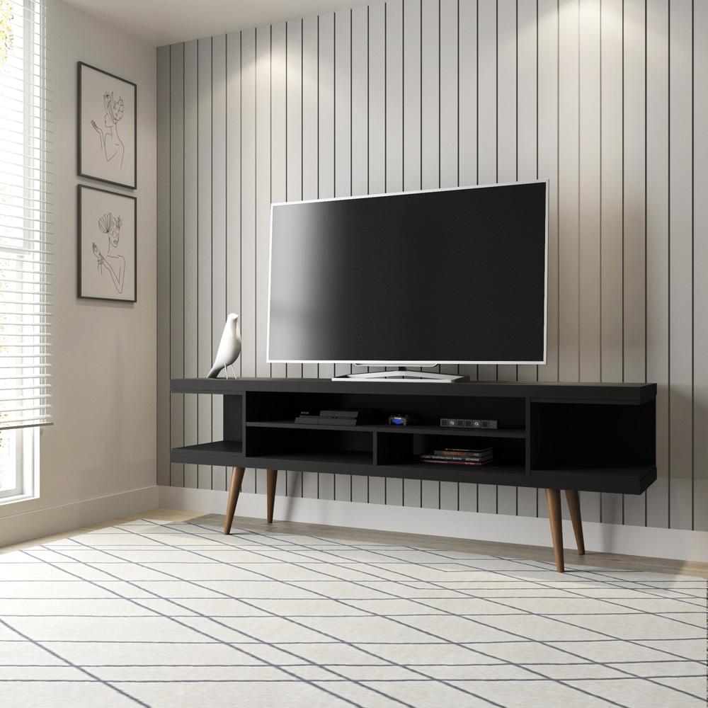 Manhattan Comfort - Utopia TV Stand with 5 Fixed Shelves in Black - 19753 veiw 6