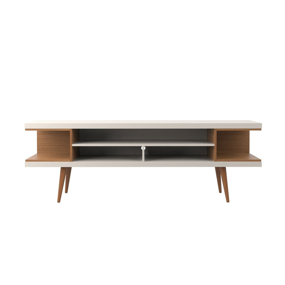 Manhattan Comfort - Utopia TV Stand with 5 Fixed Shelves in Off White and Maple Cream - 19751 veiw 1