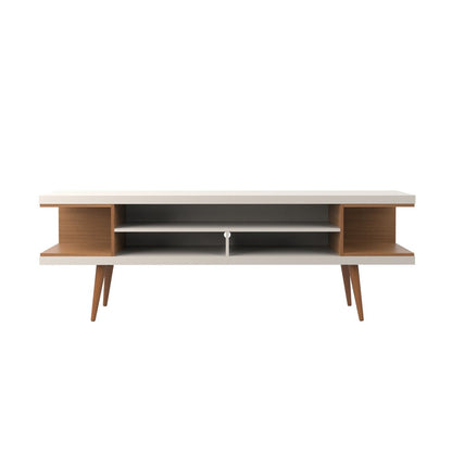 Manhattan Comfort - Utopia TV Stand with 5 Fixed Shelves in Off White and Maple Cream - 19751 veiw 1
