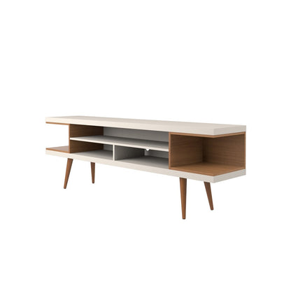 Manhattan Comfort - Utopia TV Stand with 5 Fixed Shelves in Off White and Maple Cream - 19751 veiw 2