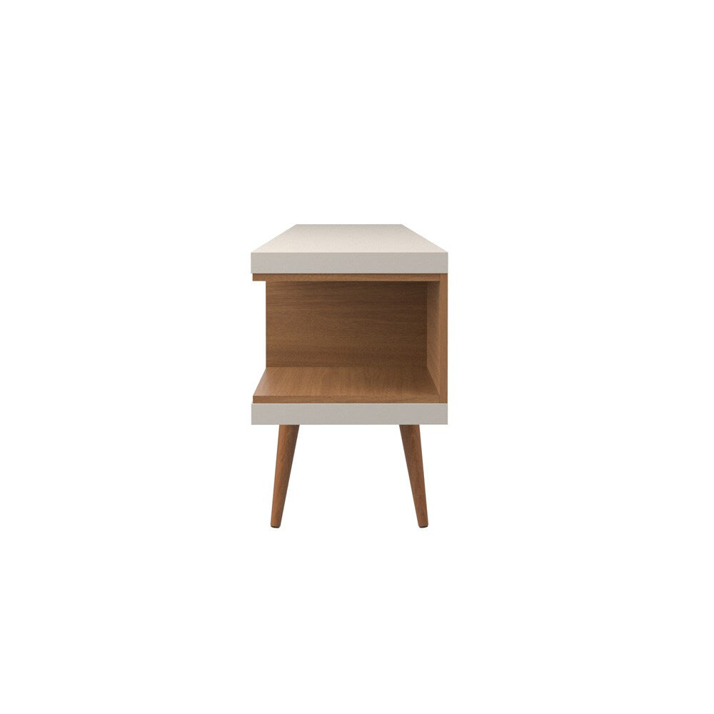 Manhattan Comfort - Utopia TV Stand with 5 Fixed Shelves in Off White and Maple Cream - 19751 veiw 3