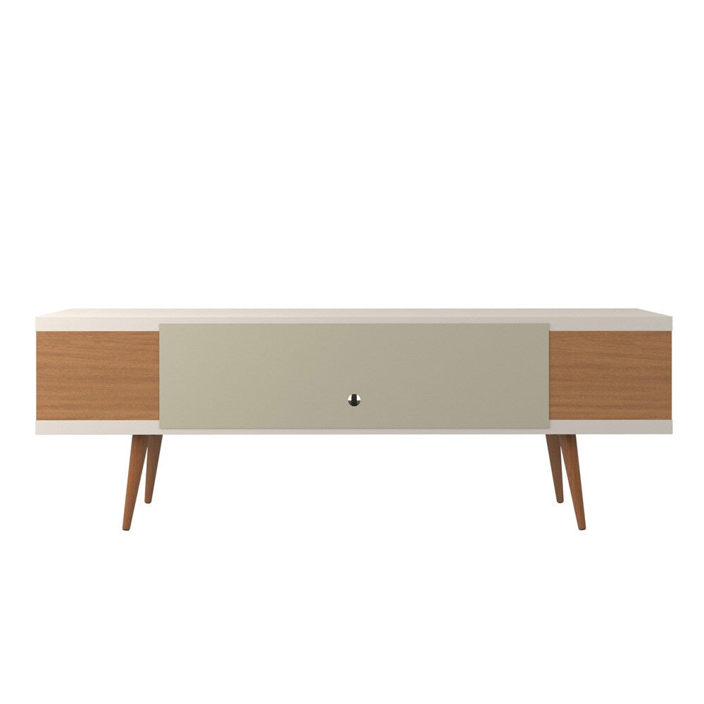 Manhattan Comfort - Utopia TV Stand with 5 Fixed Shelves in Off White and Maple Cream - 19751 veiw 4