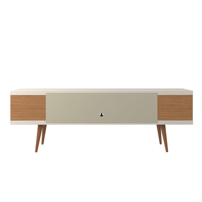 Manhattan Comfort - Utopia TV Stand with 5 Fixed Shelves in Off White and Maple Cream - 19751 veiw 4