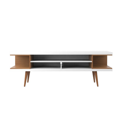 Manhattan Comfort - Utopia TV Stand with 5 Fixed Shelves in White Gloss and Maple Cream - 19752 veiw 1