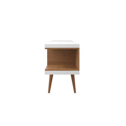 Manhattan Comfort - Utopia TV Stand with 5 Fixed Shelves in White Gloss and Maple Cream - 19752 veiw 3