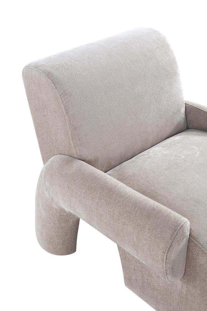 Manhattan Comfort - Verandah Chenille Accent Chairs with Wood with Fabric Upholstery Legs in Beige - Set of 2 - 2-AC069-BE veiw 8