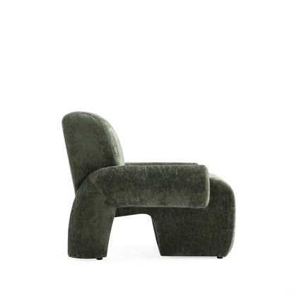 Manhattan Comfort - Verandah Chenille Accent Chairs with Wood with Fabric Upholstery Legs in Olive Green - Set of 2 - 2-AC069-OG veiw 4