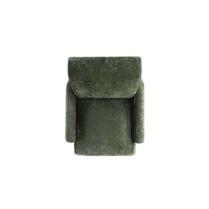 Manhattan Comfort - Verandah Chenille Accent Chairs with Wood with Fabric Upholstery Legs in Olive Green - Set of 2 - 2-AC069-OG veiw 5