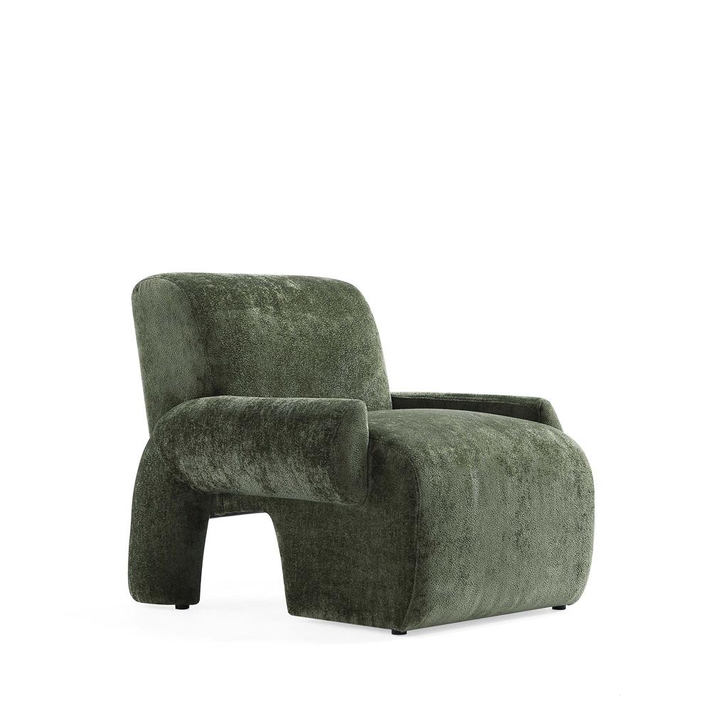 Manhattan Comfort - Verandah Chenille Accent Chairs with Wood with Fabric Upholstery Legs in Olive Green - Set of 2 - 2-AC069-OG veiw 6