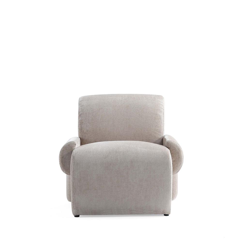 Manhattan Comfort - Verandah Chenille Accent Chair with Wood with Fabric Upholstery Legs in Beige - AC069-BE veiw 1