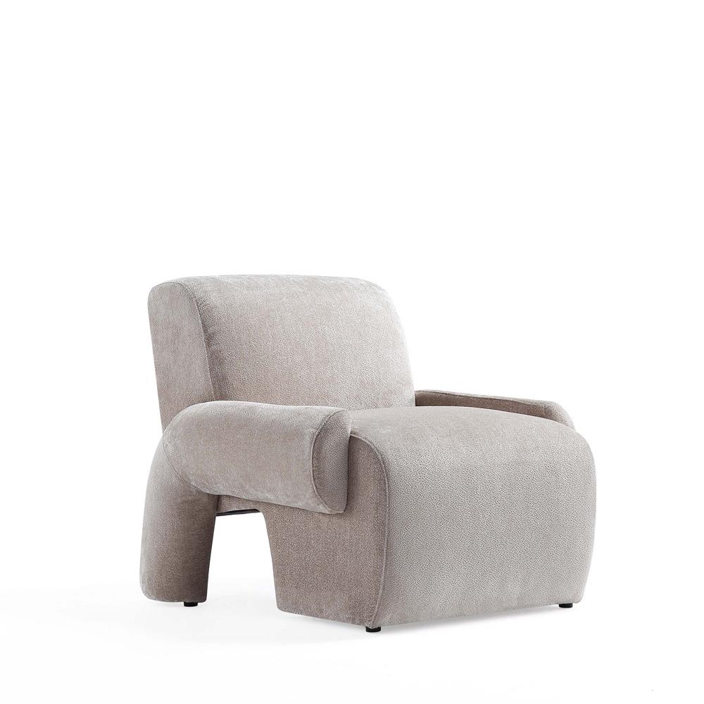 Manhattan Comfort - Verandah Chenille Accent Chair with Wood with Fabric Upholstery Legs in Beige - AC069-BE veiw 2