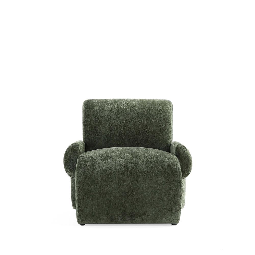 Manhattan Comfort - Verandah Chenille Accent Chair with Wood with Fabric Upholstery Legs in Olive Green - AC069-OG veiw 1