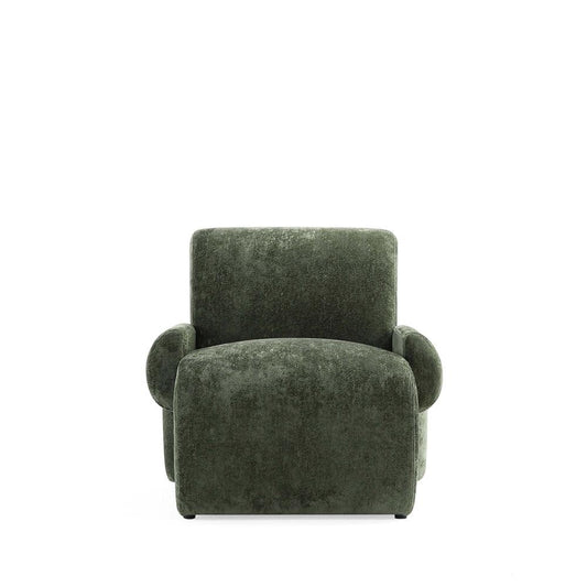 Manhattan Comfort - Verandah Chenille Accent Chair with Wood with Fabric Upholstery Legs in Olive Green - AC069-OG veiw 1