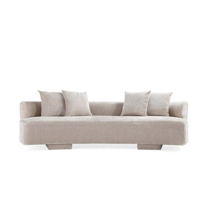 Manhattan Comfort - Verandah 112W Chenille Sofa with Wood with Fabric Upholstery Legs in Beige - SF016-BE veiw 1