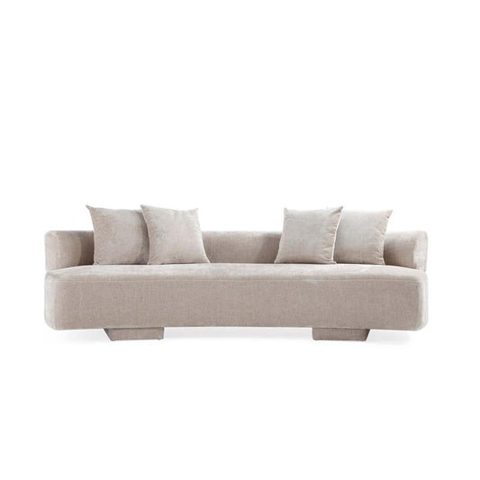 Manhattan Comfort - Verandah 112W Chenille Sofa with Wood with Fabric Upholstery Legs in Beige - SF016-BE veiw 1